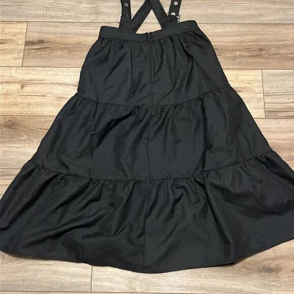 Cosmic Aura Black Tiered Suspender Skirt SZ Small Midi Hot Topic Gothic - Picture 10 of 10